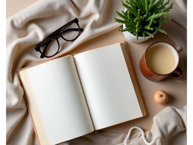 Tasse de café, livre et plantes d'intérieur
